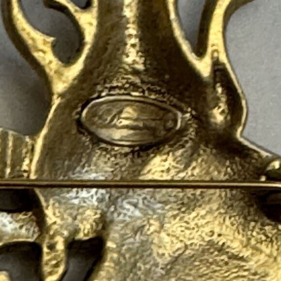 Vintage Danecraft Bronze-Tone “Dear Santa Enjoy” Holiday Brooch Pin - Picture 6 of 7